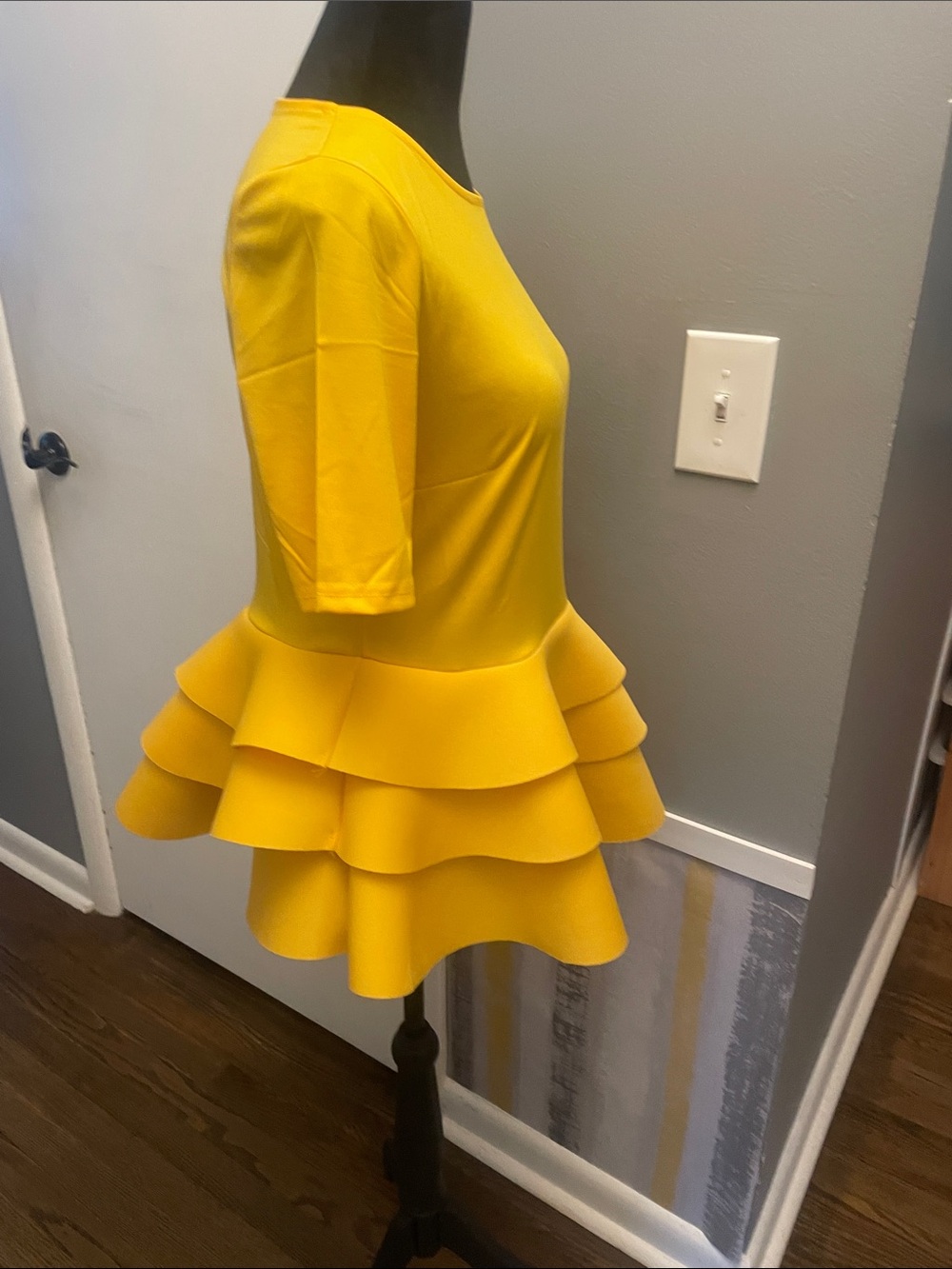 Yellow Ruffle Peplum top - Picture 2 of 2